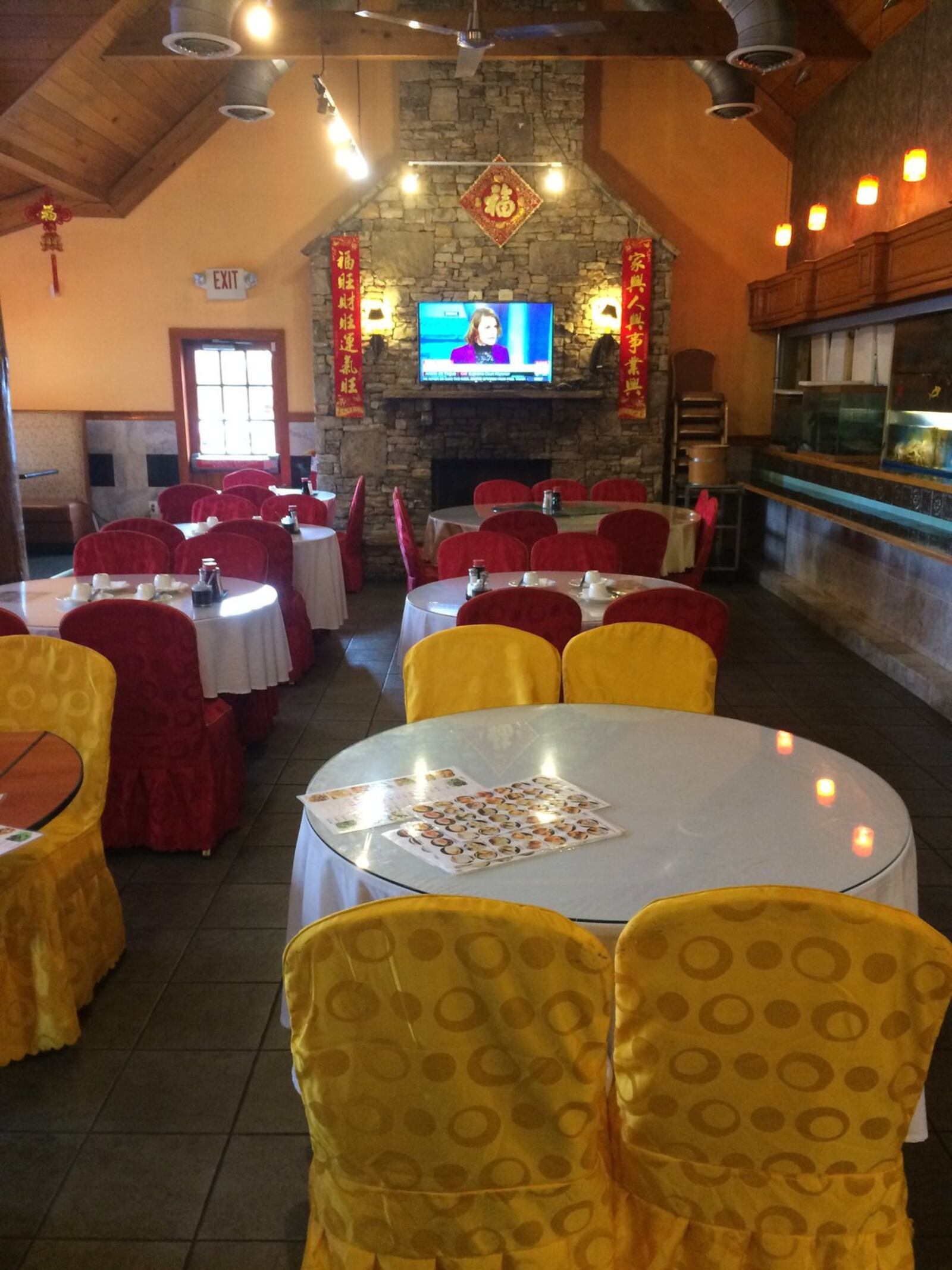 East Pearl Seafood Restaurant in Duluth is in a chalet-style structure with wooden ceilings and a stone fireplace. PHOTO CREDIT: Wendell Brock