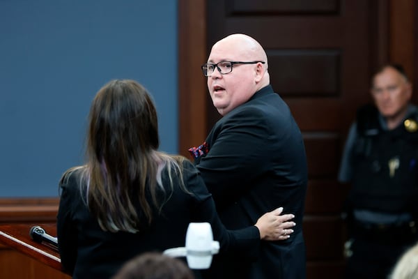 Sgt. Rob Holloway, who was shot in the head on April 12, 2021, speaks during the hearing of the sentence of Aaron Shelton.