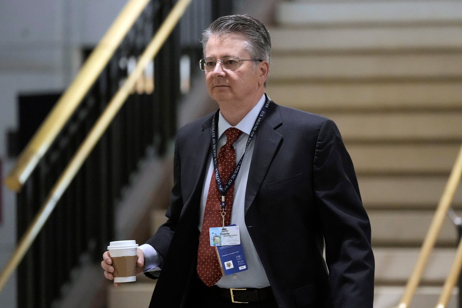 FILE - John Duarte, a Republican candidate in California's 13th Congressional District, arrives at the Capitol in Washington, Monday, Nov. 14, 2022. (AP Photo/J. Scott Applewhite, File)