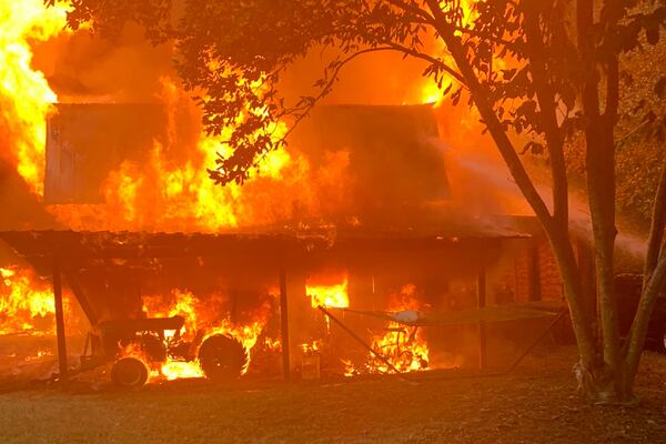 When crews arrived, the barn was entirely consumed by flames.