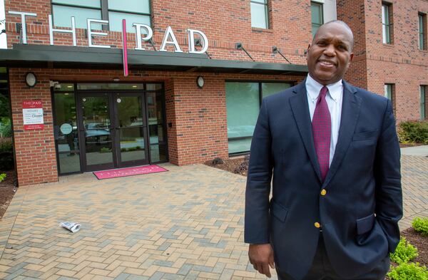 Rod Mullice stands in front of one of the properties that he developed and built in College Park Sunday, August 15, 2021. STEVE SCHAEFER FOR THE ATLANTA JOURNAL-CONSTITUTION