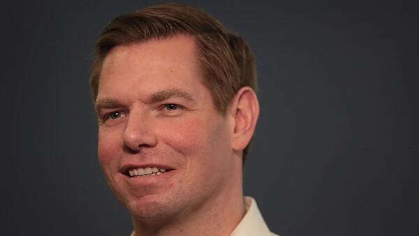 Congressman Eric Swalwell (D-CA) speaks to guests during an event at the Iowa City Public Library on February 18, 2019 in Iowa City, Iowa. Swalwell made stops around Iowa talking to voters as he mulled a decision to seek the 2020 Democratic nomination for president.