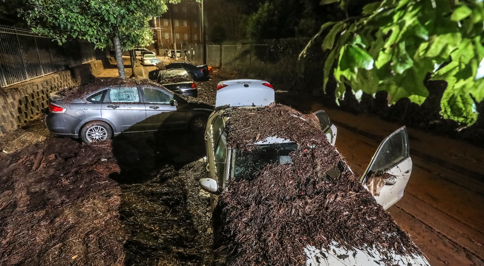 September 15, 2023 Atlanta: Near Clark Atlanta University, flooded cars remained after the water receded. (John Spink / John.Spink@ajc.com)

