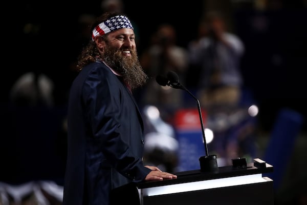 Television personality and CEO of Duck Commander, Willie Robertson speaking on the first day of the Republican National Convention on July 18, 2016, in Cleveland, Ohio.  (Photo by Win McNamee/Getty Images)