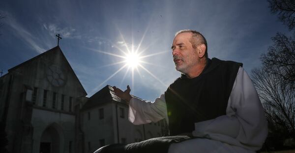 January 13, 2022 Atlanta: Abbot Augustine Myslinski speaks about the pandemic outside the Abbey Church on Thursday, Jan 13, 2022.  The monks of The Holy Spirit Monastery in Conyers have been locked down during the pandemic as well as all of their business enterprises. (John Spink / John.Spink@ajc.com)

