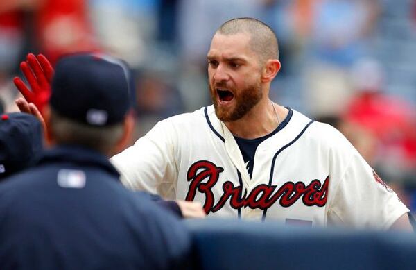 Jonny Gomes has been a hit on the field for the Braves, and also provided a highlight one-liner or two at Monday's Braves Leadoff Luncheon. (AP Photo)