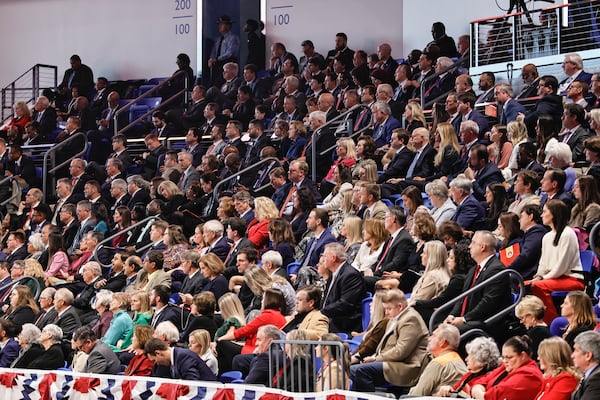 Hundreds of supporters turned out for Gov. Brian Kemp's inauguration Thursday at the Georgia State University Convocation Center. (Natrice Miller/natrice.miller@ajc.com) 