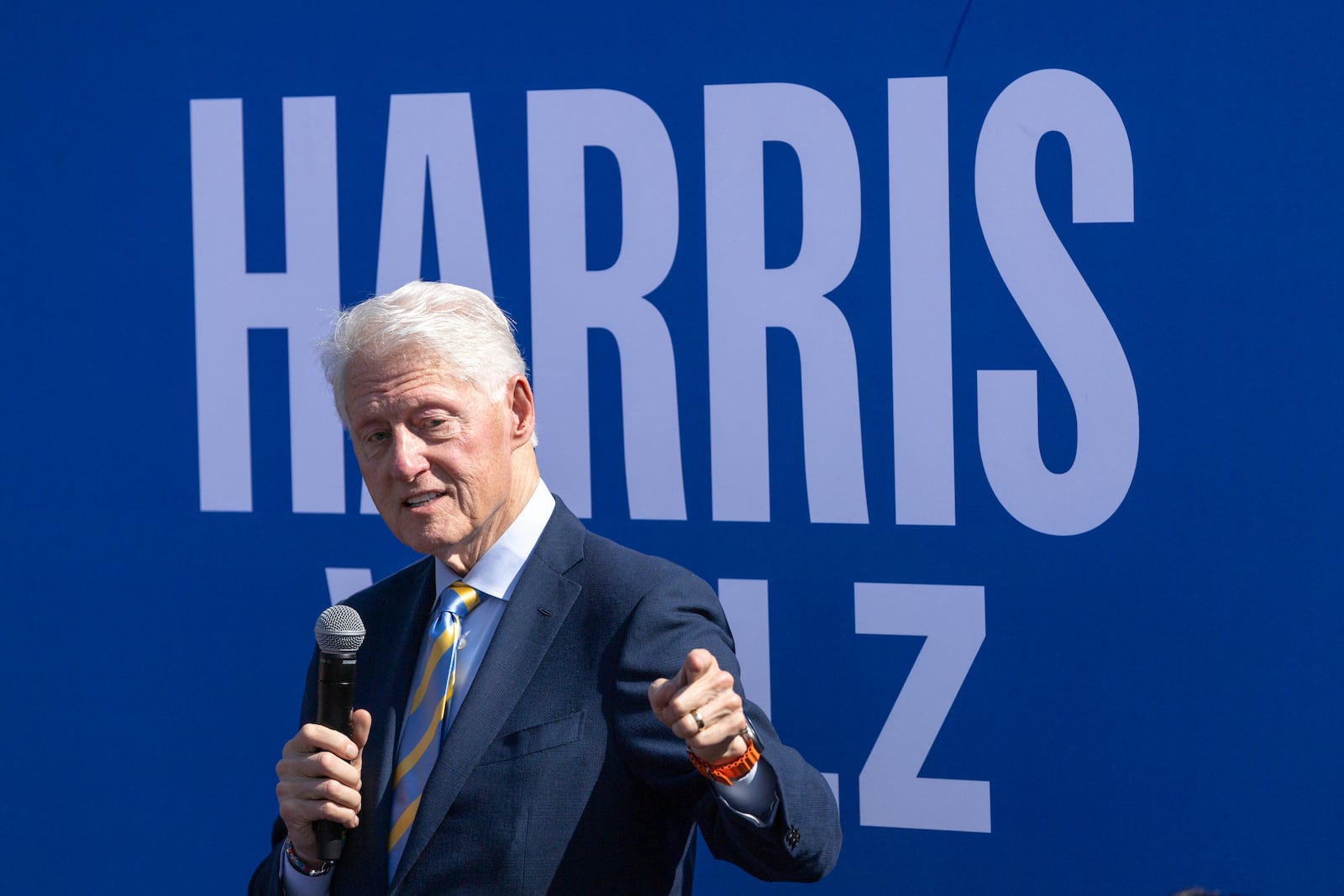 Former President Bill Clinton campaigns for Democratic presidential candidate Kamala Harris in Columbus on Monday, October 14, 2024. (Arvin Temkar / AJC)