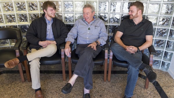 Zach Hansen (left) talks with Dr. Steven Jaffe (center), the clinical director at The Insight Program, and Matt Meyer (right), program director for The Insight Program. CONTRIBUTED BY DAVID BARNES / SPECIAL