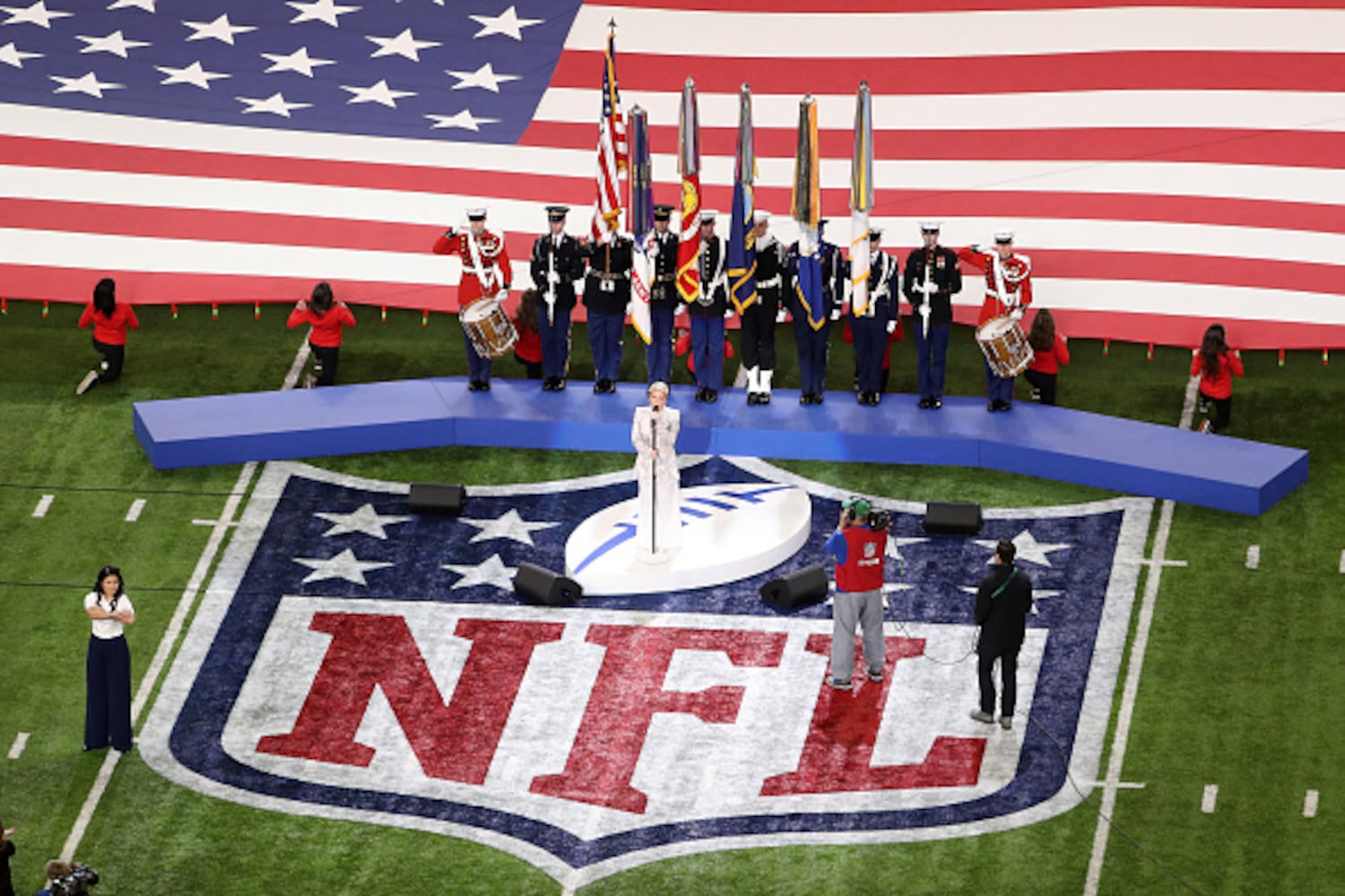 Photos: Pink performs the national anthem at Super Bowl LII