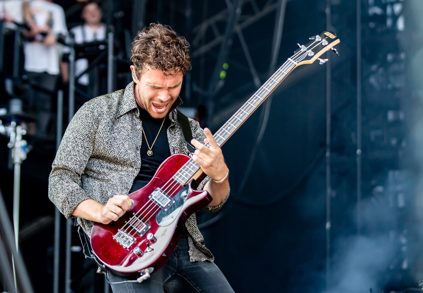 Atlanta, Ga: Royal Blood brought their massive, two-piece sound to the Peachtree Stage to close out Saturday afternoon. Photo taken Saturday May 4, 2024 at Central Park, Old 4th Ward. (RYAN FLEISHER FOR THE ATLANTA JOURNAL-CONSTITUTION)