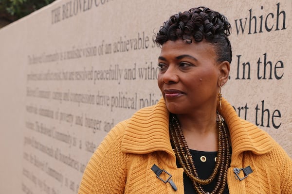 Bernice King, the daughter of the Rev. Martin Luther King Jr., is seen outside of The Martin Luther King Jr. Center for Nonviolent Social Change, where she serves as CEO. “I miss seeing the school children, senior groups, families and many international visitors that come to pay homage to my parents and learn more about my father’s nonviolent philosophy.” (AP Photo/Robert Ray)