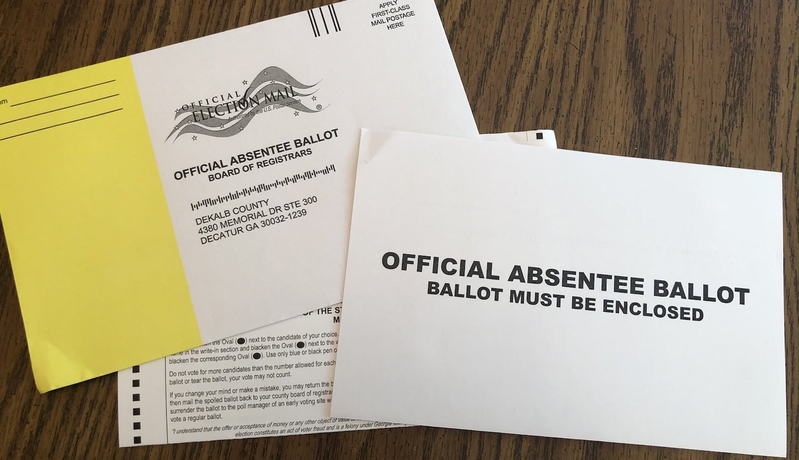 Absentee ballots and envelopes are being mailed to Georgia voters.