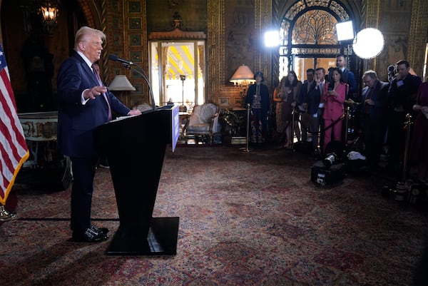 President-elect Donald Trump speaks during a news conference at Mar-a-Lago, Jan. 7 in Palm Beach, Fla. (AP Photo/Evan Vucci)