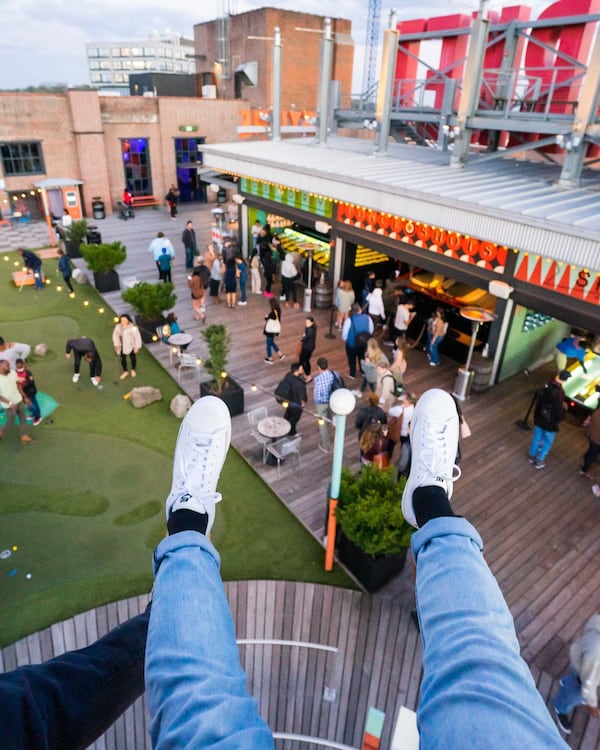 Noon Year’s Eve on the Roof at Ponce City Market includes family-friendly fun activities such as the Hegee Tower Ride. Courtesy of the Roof at Ponce City Market