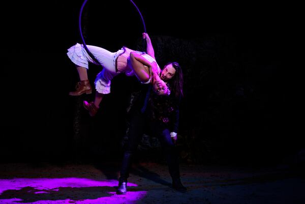 Lucy (Bailey Frankenberg) is seduced into darkness by Dracula (Benedetto Robinson). Photo: Courtesy of Havoc Movement