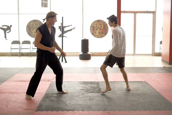  Billy Zabka (Johnny) and Xolo Maridueña (Miguel) in YouTube Red's "Cobra Kai." CREDIT: YouTube Red