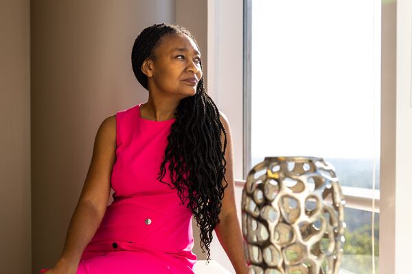 Barbara Jones-Brown, founder and CEO of Freeing Returns, poses for a portrait at her office building in Atlanta on Thursday, April 20, 2023. (Arvin Temkar / arvin.temkar@ajc.com)