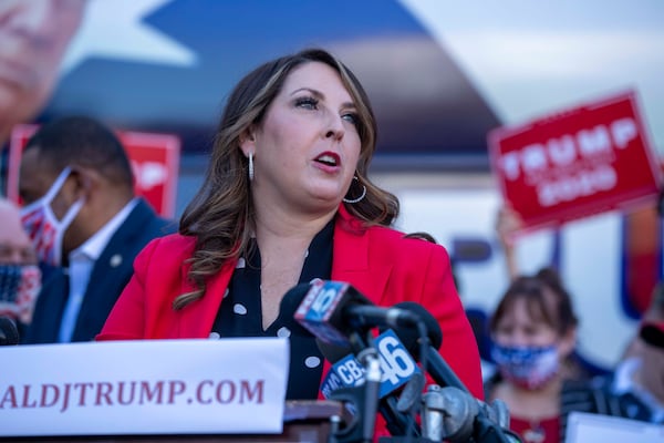 The committee played video from Ronna Romney McDaniel, who chairs the Republican National Committee, said in taped testimony to the U.S. House committee investigating the Jan. 6, 2021, riot at the Capitol that then-President Donald Trump personally called her to get the RNC involved in a scheme to put forward phony GOP electors in Georgia and other states. (Alyssa Pointer / Alyssa.Pointer@ajc.com)