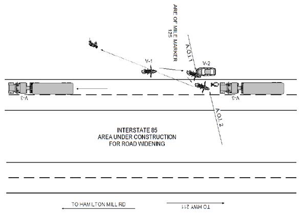 This is the investigator's drawing of how the fatal wreck took place.