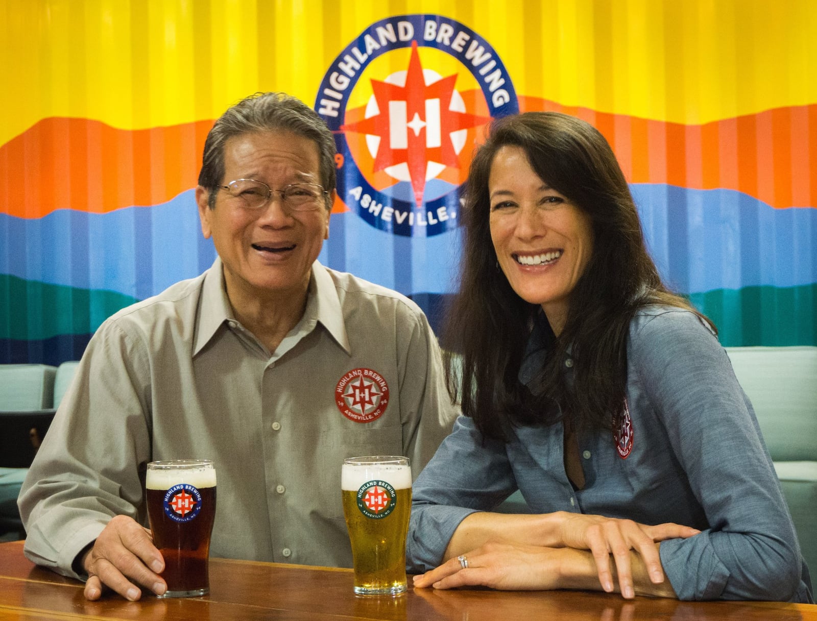 Founder Oscar Wong and President/CEO Leah Wong Ashburn celebrated the 25th anniversary of Asheville’s Highland Brewing Co. in 2019. CONTRIBUTED BY HIGHLAND BREWING CO.