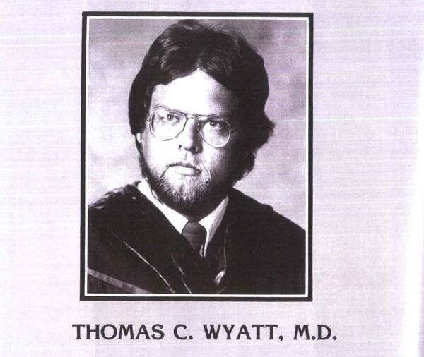 This yearbook photo of Dr. Thomas C. Wyatt, part of Miami-Dade County court records, was used by the alleged victims to identify him during interviews with a detective. (Miami-Dade State Attorney's Office)