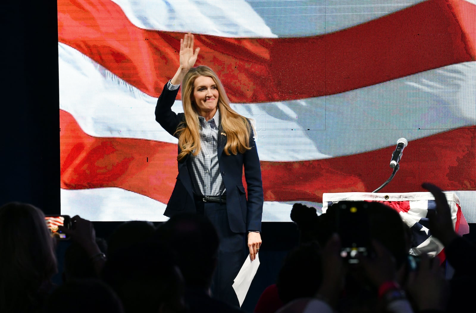 January 5, 20201 Atlanta - Senator Kelly Loeffler leaves after she spoke to her supporters during an Election Night Party for Senators David Perdue and Kelly Loeffler at Grand Hyatt Hotel in Buckhead on Tuesday, January 5, 2021. (Hyosub Shin / Hyosub.Shin@ajc.com)