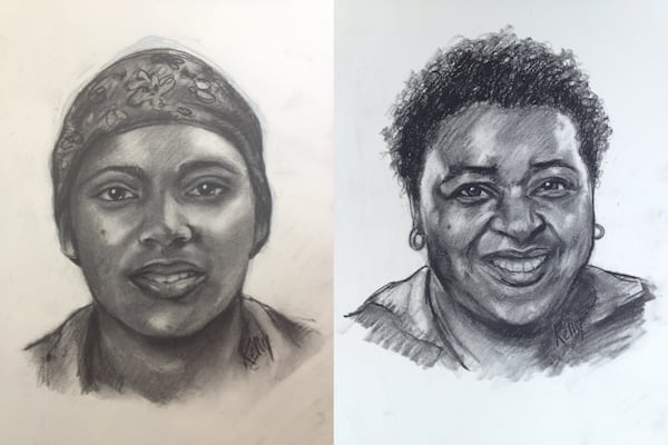 GBI Forensic artist Kelly Lawson sketched "Lisa Morris," the woman that Donna Green said stole her five-day-old baby. Lawson drew "Lisa" as a 24-year-old who stood about 5-foot-5, with smooth, light skin, full lips and a mole on her face. She also drew a version that added about 35 years to the age. She approximated the hair, since "Lisa" always wore a scarf.