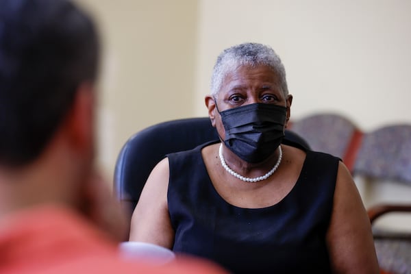 Rome resident Sara D. Malone, 71, responded to questions from AJC reporter Drew Kann following a blood screening conducted as part of a study led by researchers from Emory University’s Rollins School of Public Health to determine PFAS, commonly referred to as ‘forever chemicals.’
(Miguel Martinez/ AJC)