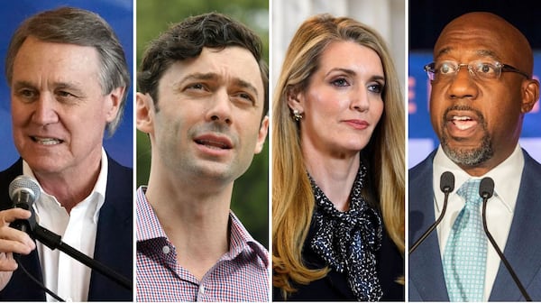 (FROM LEFT TO RIGHT) David Perdue, Jon Ossoff, Kelly Loeffler, and Raphael Warnock  Credit: Associated Press / AJC