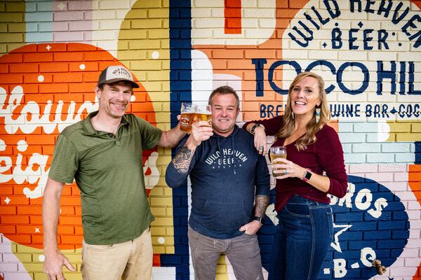 Wild Heaven owners Nick Purdy, Eric Johnson and Sarah Young have opened a new location of the brewery in Atlanta's Toco Hill neighborhood. (Courtesy of Chris Rank)