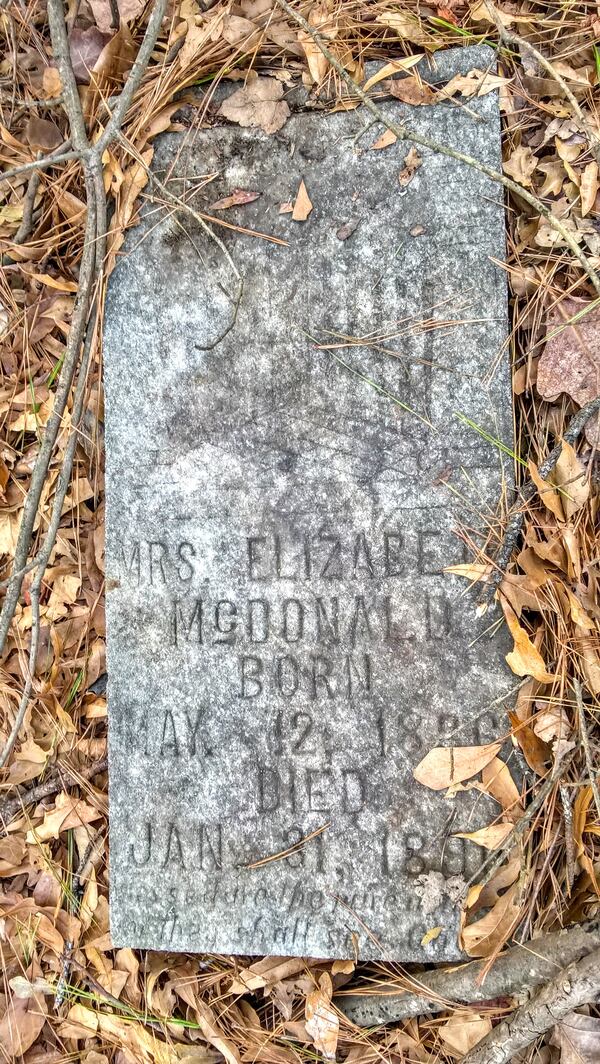 City officials surveyed the property Nov. 8 and found many of the headstones belonged to the McDonald family and dated back to 1873, according to a site analysis. One of the graves belonged to Elizabeth McDonald, the first wife of John Walker McDonald, a white farmer who fought for the Confederacy in the Civil War.