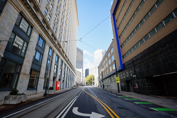 Georgia State University is actively enhancing a section of Edgewood Avenue in downtown Atlanta, incorporating new streetscapes that will contribute to the area’s overall improvement.
(Miguel Martinez / AJC)