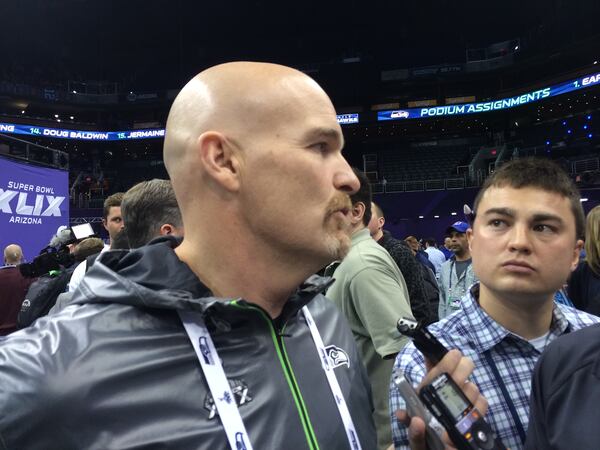 Dan Quinn , the 16th head coach of the Atlanta Falcons, here at Media Day during Super Bowl XLIX. (By D. Orlando Ledbetter/DLedbetter@ajc.com)