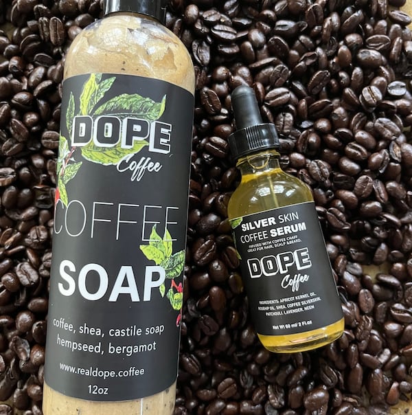 Coffee soap and serum. (C.W. Cameron for The Atlanta Journal-Constitution)