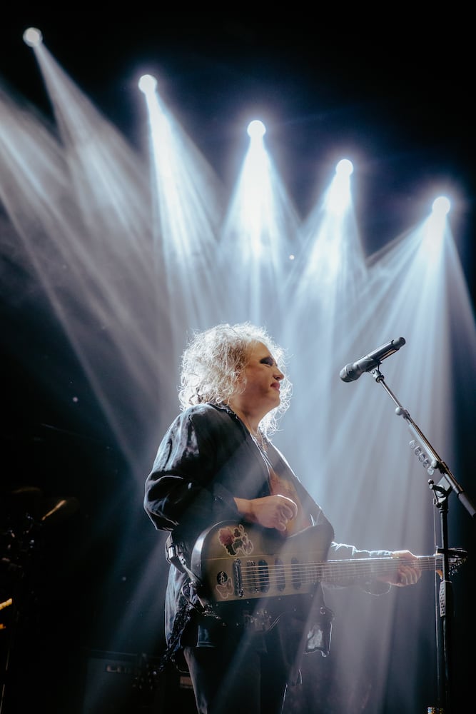 The Cure performs to an excited crowd at the State Farm Arena on June 27, 2023. (Sophie Harris for The Atlanta Journal-Constitution).