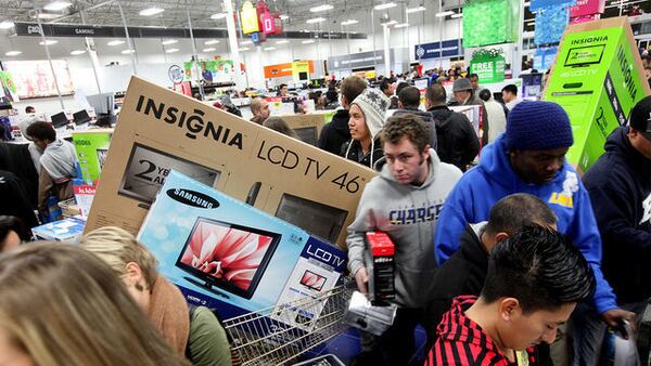 Shoppers crowd into stores at Concord Mills in Charlotte, North Carolina to take advantage of Black Friday deals.