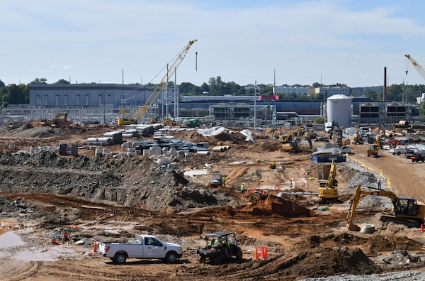 Construction is underway for the expansion of QTS’ Atlanta mega data center campus on Wednesday, Aug. 31, 2022. Atlanta 1 features its own on-site Georgia Power substations and direct fiber access to a wide variety of carrier alternatives. (Hyosub Shin/AJC)