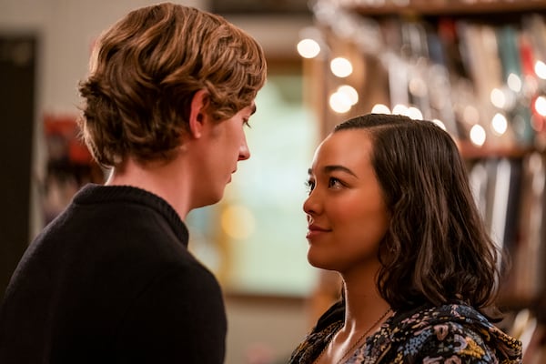 Austin Abrams as Dash and Midori Francis as Lily in "Dash & Lily" on Netflix.  Credit: ALISON COHEN ROSA/NETFLIX � 2020