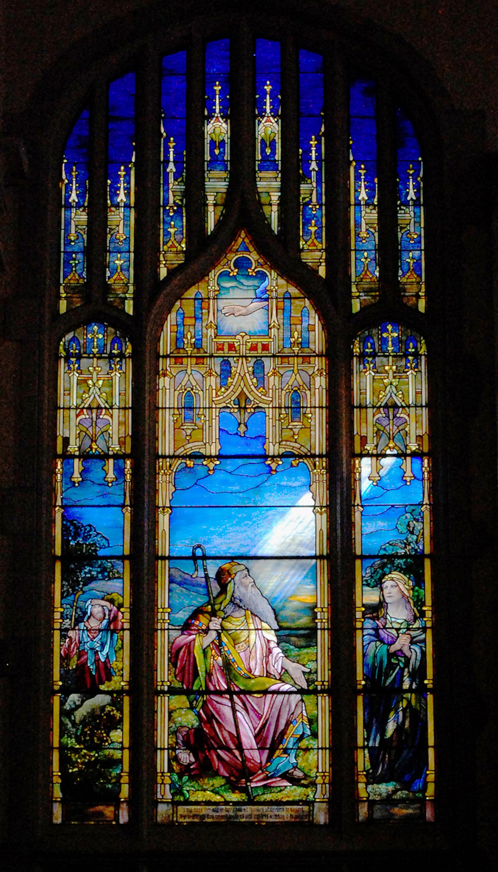 The "Abrahamic Covenant" window at First Presbyterian Church of Atlanta was created by Tiffany and depicts Abraham receiving the Covenant.