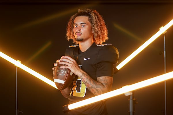 2024 AJC Super 11 Carrollton quarterback Julian Lewis at Carrollton high school, Thursday, August 1, 2024, in Carrollton, Ga. (Jason Getz / AJC)
