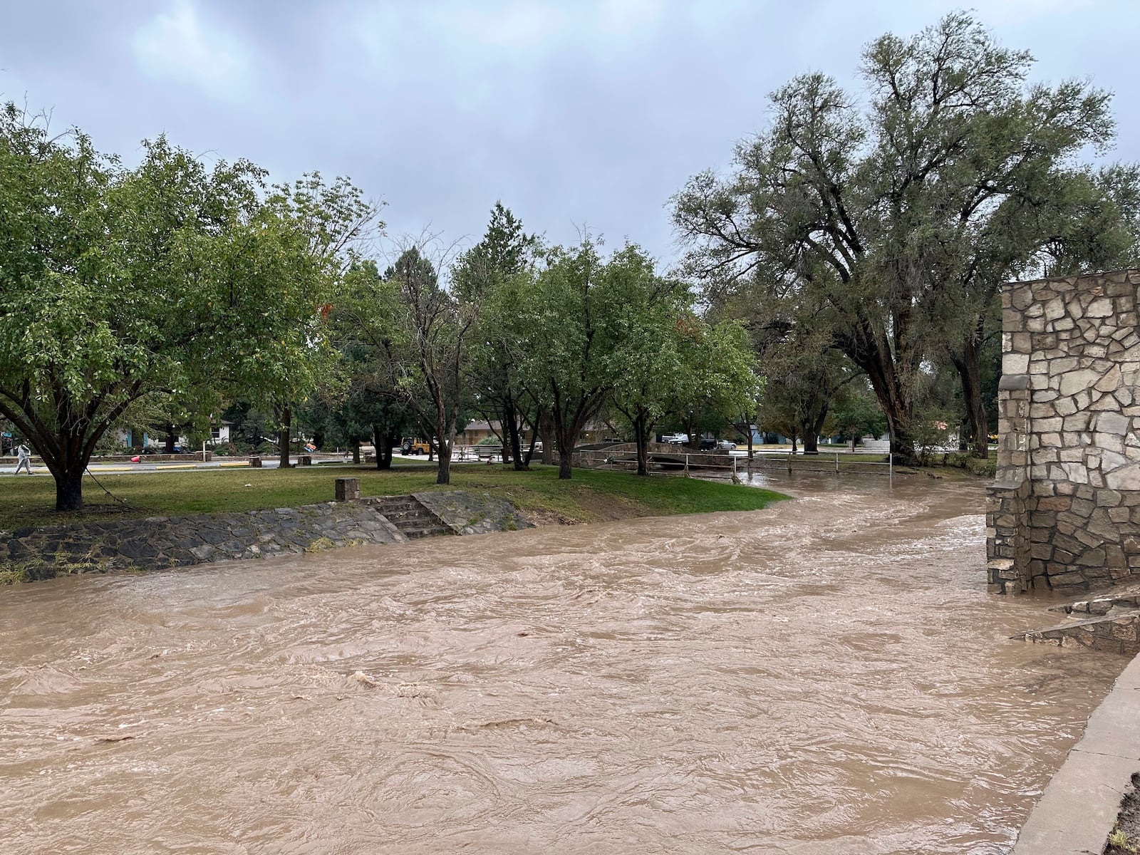 This image provided by Tom Hudgens shows flooding in Roswell, N.M., Monday, Oct. 21, 2024. (Tom Hudgens via AP)