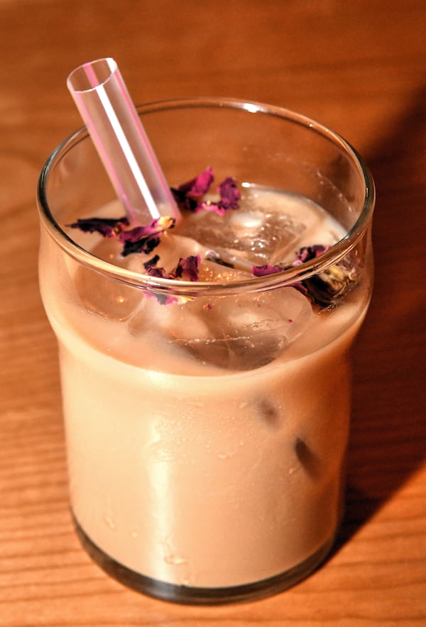 Rose Black Milk Tea from Unbelibubble at the new Politan Row at Colony Square in Atlanta. (Chris Hunt for The Atlanta Journal-Constitution)