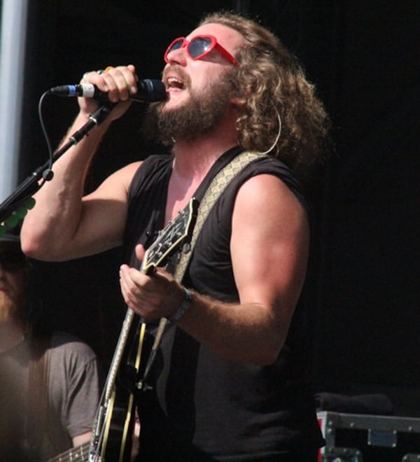 My Morning Jacket frontman Jim James rocks his special heart-shaped glasses at Shaky Knees. Photo: Melissa Ruggieri/Atlanta Journal-Constitution