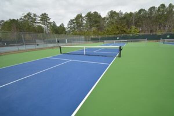 Two of the six tennis courts at Johns Creek's Newtown Park were converted in February 2019 to four pickleball courts. (Courtesy of Johns Creek)