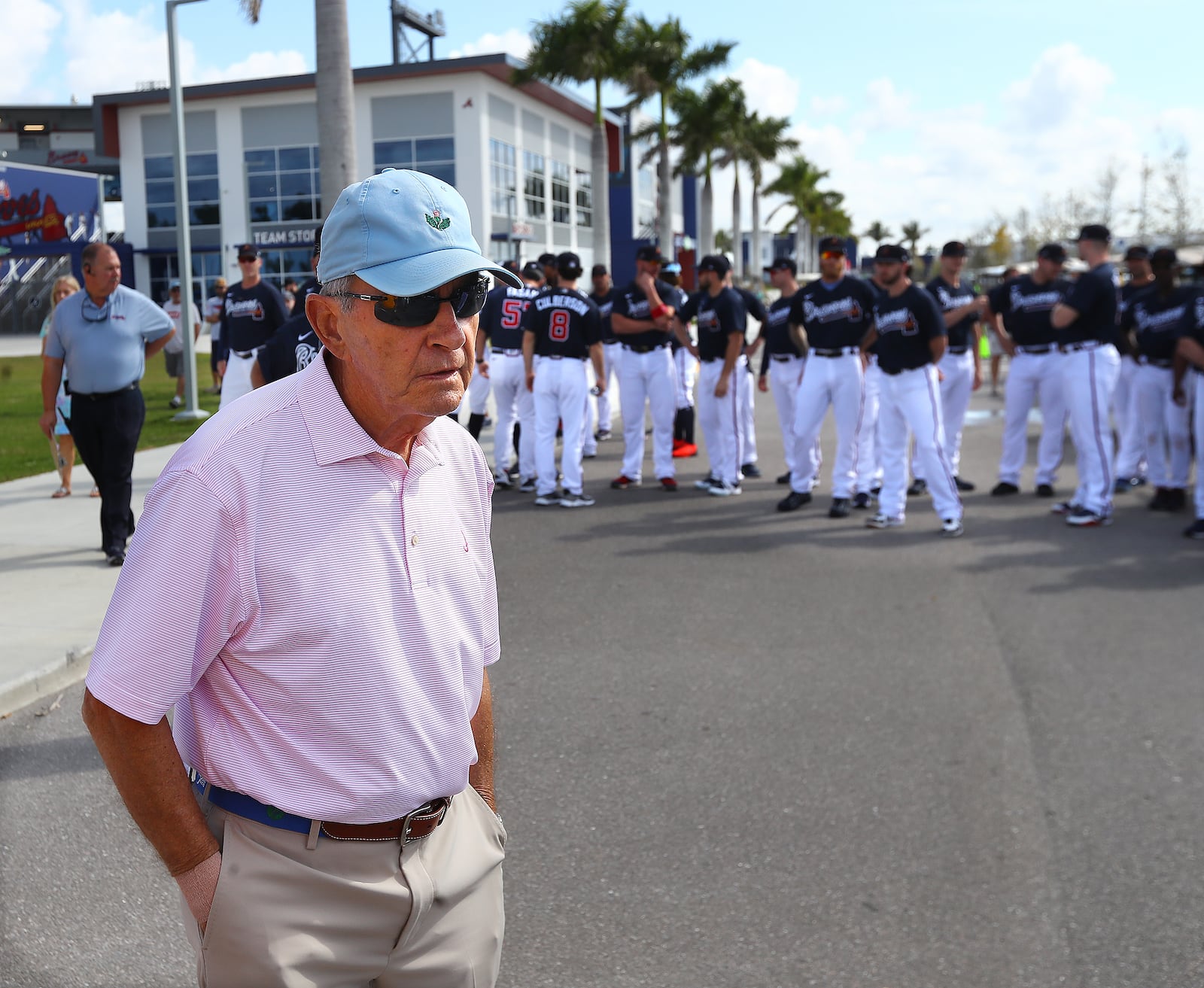  John Schuerholz, now the Braves’ vice chairman emeritus, arrives at CoolToday Park, the team’s new spring-training home in North Port, Fla., on Tuesday. 