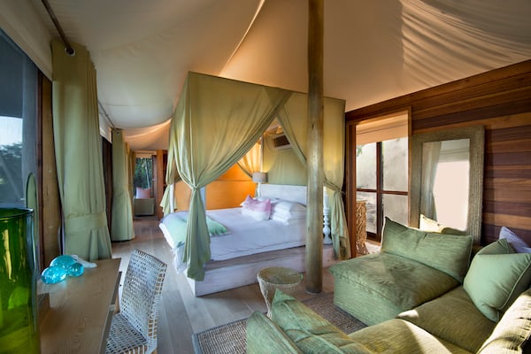 A guest room at the Xaranna Okavango Delta Camp. (andBeyond)