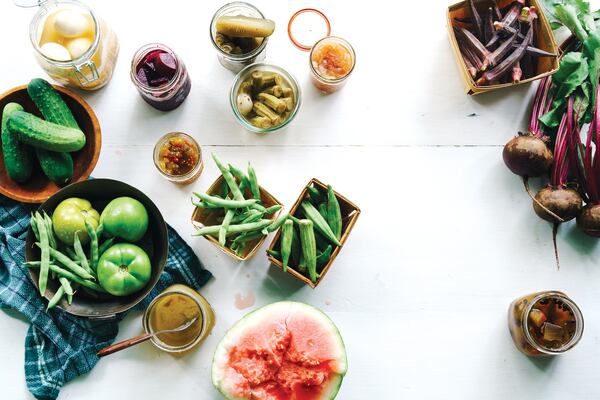 Pickled Eggs (top left) are among the pantry essentials recipes featured in "Southern From Scratch" by Ashley English. CONTRIBUTED BY JOHNNY AUTRY 