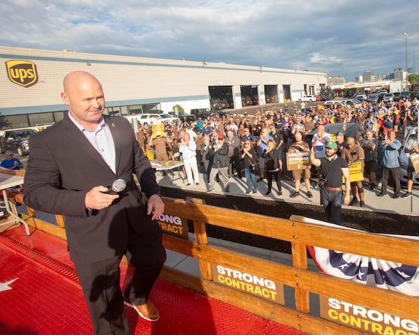 International Brotherhood of Teamsters general president Sean O'Brien spoke to UPS members in Boston in August 2022. Source: Teamsters