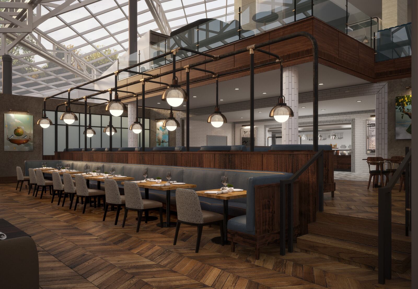 The hotel will include updated restaurant seating. 